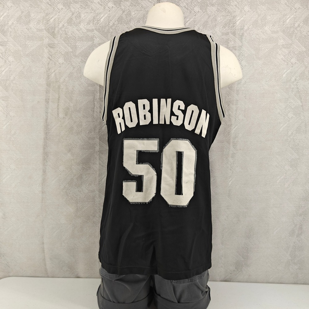 Vintage David Robinson Jersey Men L 44 Black Champion San Antonio Spurs Made USA - Picture 2 of 10